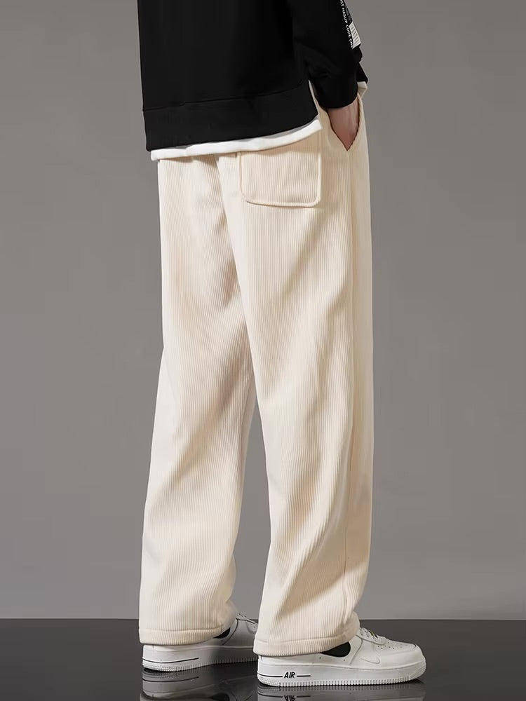 Pantalones de chándal gruesos y cálidos de invierno para hombre, pantalones holgados con cordón, pantalones térmicos de lana informales para hombre - Automaticprime