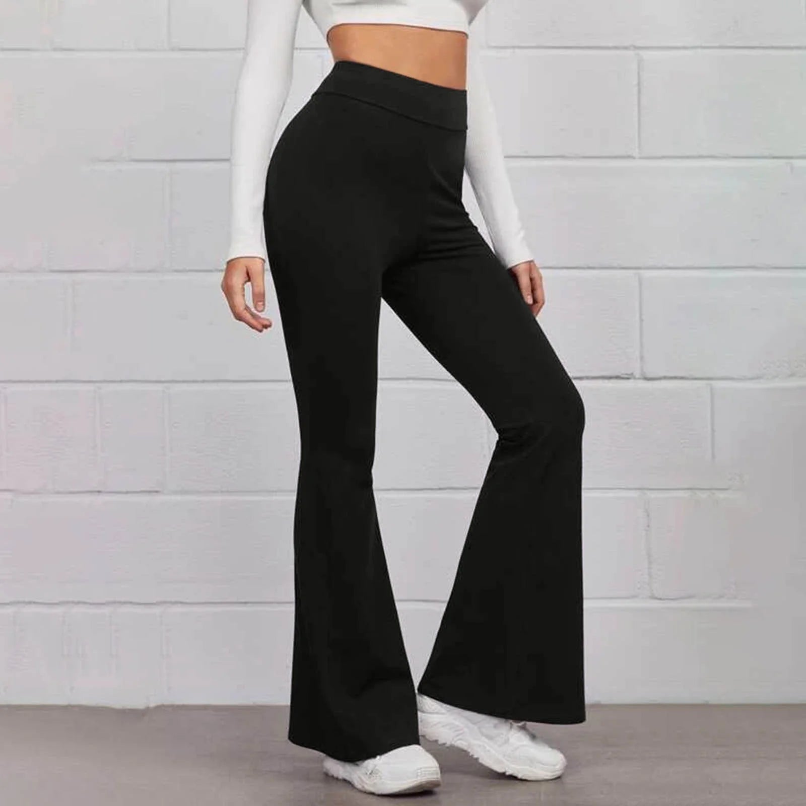 Legging acampanado sin costuras de canalé liso - Automaticprime
