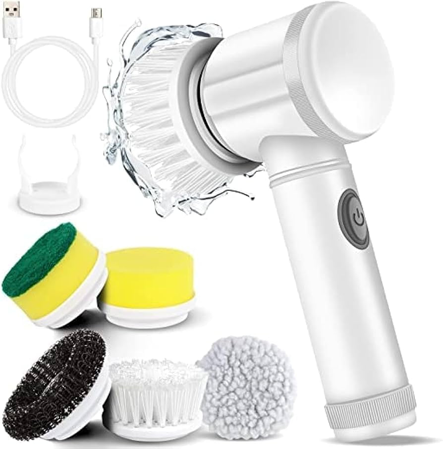 Limpieza Eficaz y Rápida! Electric Spin Scrubber con 5 Cabezas Intercambiables - Automaticprime