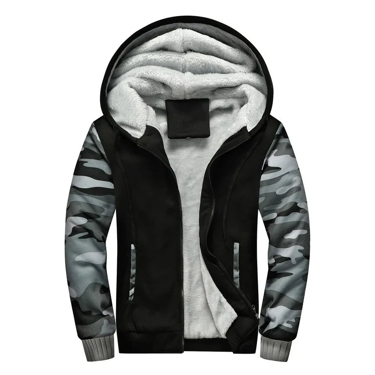 Chaquetas de invierno de camuflaje para hombres abrigo de manga larga polar sudaderas con capucha casuales ropa de calle - Automaticprime