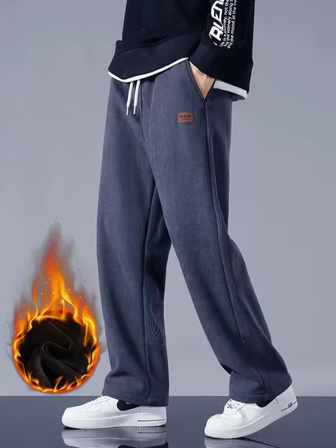 Pantalones de chándal gruesos y cálidos de invierno para hombre, pantalones holgados con cordón, pantalones térmicos de lana informales para hombre - Automaticprime