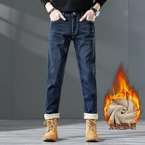 Pantalones de Invierno Forrados Denim Talle Alto para Hombre