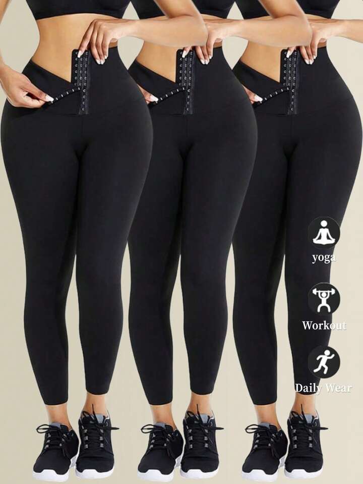 Cintura alta flaca fitness legging sólido