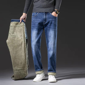 Pantalones de Invierno Forrados Denim Talle Alto para Hombre