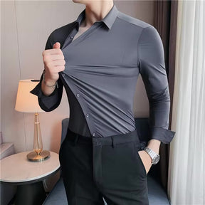 Camisa Hombre Cuello Italiano, Sin Arrugas, Casual, Slim-fit - Automaticprime