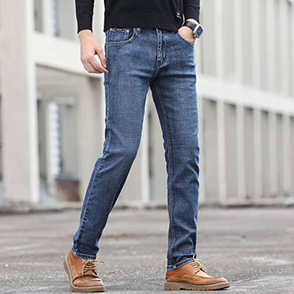 Pantalones de Invierno Forrados Denim Talle Alto para Hombre