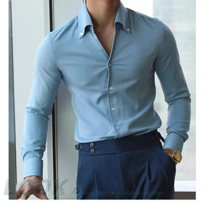 Camisa Hombre Cuello Italiano, Sin Arrugas, Casual, Slim-fit - Automaticprime