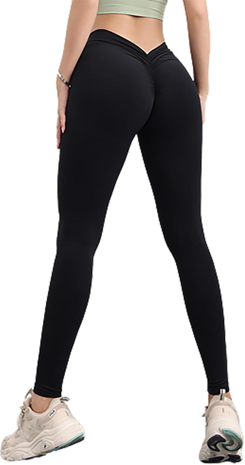 Leggings push-up con diseño en V en la espalda Fitness para mujer