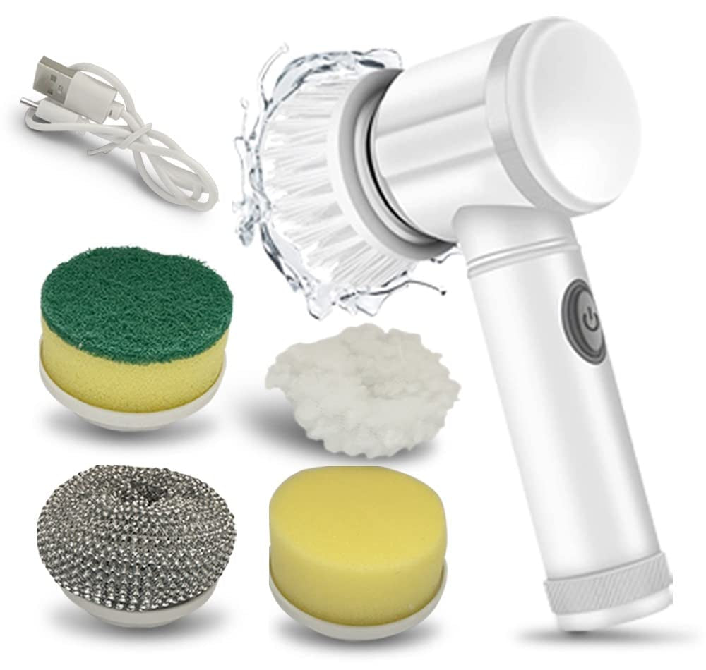 Limpieza Eficaz y Rápida! Electric Spin Scrubber con 5 Cabezas Intercambiables - Automaticprime